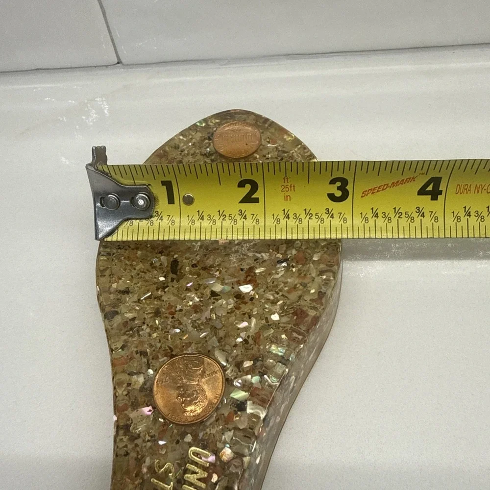 Vintage Universal Studios Confetti Lucite Acrylic Spoon Rest 3x 1974-D Pennies